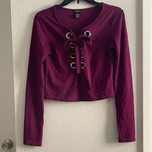 Magenta Lace-Up Crop Top